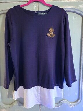 Navy Layered Look Ralph Lauren Classic Top